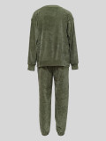 Solid Color Loose Long Sleeve Two Piece Pants Set MIL-128