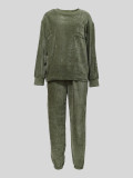 Solid Color Loose Long Sleeve Two Piece Pants Set MIL-128