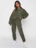 Solid Color Loose Long Sleeve Two Piece Pants Set MIL-128