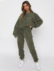 Solid Color Loose Long Sleeve Two Piece Pants Set MIL-128