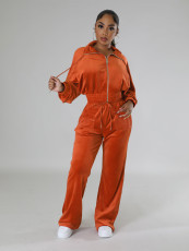 Velvet Long Sleeve Zipper Jacket Pants Sport Suit MIL-142