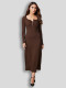 Long Sleeve Square Neck Slim Midi Dress GZJF-10153