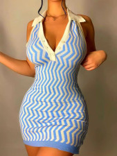 Sexy Print Halter Sweater Mini Dress CL-6118