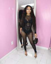 Pre Order: About 7 work days shipping Sexy Long Sleeve Mesh Jumpsuit YUEM-2025005