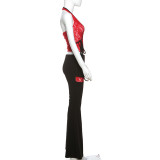 Sexy Halterneck Backless Tops And Pants Suit XEF-K24S59254
