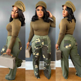 Plus Size Print Contrast Color Wide Leg Pants NY-3375