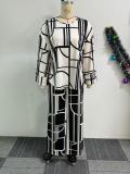 Plus Size Print Long Sleeve Loose 2 Piece Pant Set NY-10963