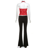 Sexy Halterneck Backless Tops And Pants Suit XEF-K24S59254