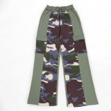 Plus Size Print Contrast Color Wide Leg Pants NY-3375