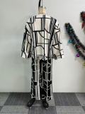 Plus Size Print Long Sleeve Loose 2 Piece Pant Set NY-10963