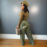 Plus Size Print Contrast Color Wide Leg Pants NY-3375