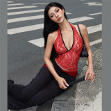 Sexy Halterneck Backless Tops And Pants Suit XEF-K24S59254