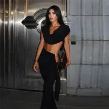 Sexy Sleeveless Cropt Top And Pants 2 Piece Suit XEF-K24S55002