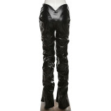 Fashion Pleated Straight Pants XEF-K21P06184