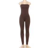 Sexy Tight Solid Color Sport Tube Top Jumpsuit XEF-K24Q60313