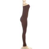 Sexy Tight Solid Color Sport Tube Top Jumpsuit XEF-K24Q60313