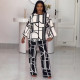 Plus Size Print Long Sleeve Loose 2 Piece Pant Set NY-10963