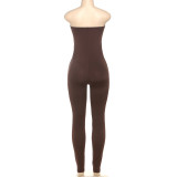 Sexy Tight Solid Color Sport Tube Top Jumpsuit XEF-K24Q60313