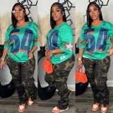 Pre Order: About 7 work days shipping Fashion Print 3/4 Sleeve Loose T Shirt YUEM-900902