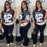 Pre Order: About 7 work days shipping Fashion Print 3/4 Sleeve Loose T Shirt YUEM-900902