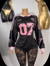 Pre Order: About 7 work days shipping Long Sleeve Print Tops Loose Sport T Shirt YUEM-900810