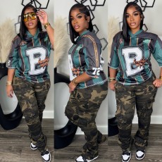 Pre Order: About 7 work days shipping Fashion Print 3/4 Sleeve Loose T Shirt YUEM-900902