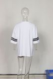 V Neck Print Lace Loose T Shirt YWXS-XS-XSL44597
