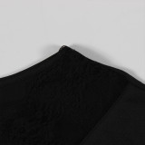 V Neck Lace Patchwork Loose T Shirt YWXS-XS-XSL44615