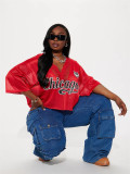 Letter Print V Neck Lace T Shirt YWXS-XS-XSL44780