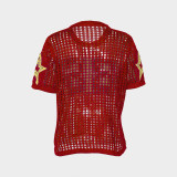 Print Mesh Sport Sweater Tops YWXS-XS-XSL44614