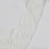 V Neck Print Lace Loose T Shirt YWXS-XS-XSL44597