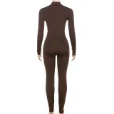 V Neck Long Sleeve Sport Jumpsuit XEF-R24Q58079