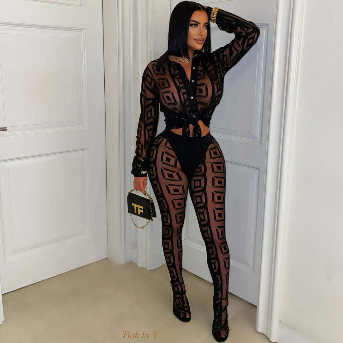 Cutout See Through shirt and shorts