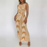 Stripe Printed Sleeveless Bodycon Dress GWDS-230516