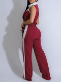 Sleeveless Patchwork Shirt Two Piece Pants Set AIL-307