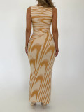 Stripe Printed Sleeveless Bodycon Dress GWDS-230516