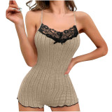 Lace Patchwork Sling Loungewear Romper GYZY-6659