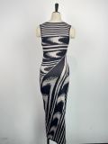 Stripe Printed Sleeveless Bodycon Dress GWDS-230516