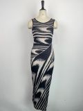 Stripe Printed Sleeveless Bodycon Dress GWDS-230516