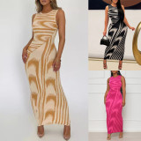 Stripe Printed Sleeveless Bodycon Dress GWDS-230516