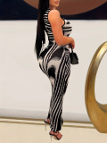 Stripe Printed Sleeveless Bodycon Dress GWDS-230516