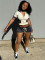 Color Block Short Sleeve Sport 2 Piece Shorts Set CH-25011