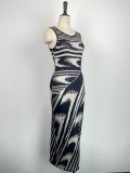 Stripe Printed Sleeveless Bodycon Dress GWDS-230516