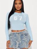 Fashion Sport Print Long Sleeve T Shirt YWXS-XS-XSL44779