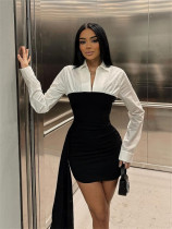 Contrast Color Patchwork Mini Dress YWXS-XS-XS5326