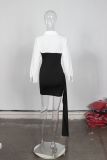 Contrast Color Patchwork Mini Dress YWXS-XS-XS5326