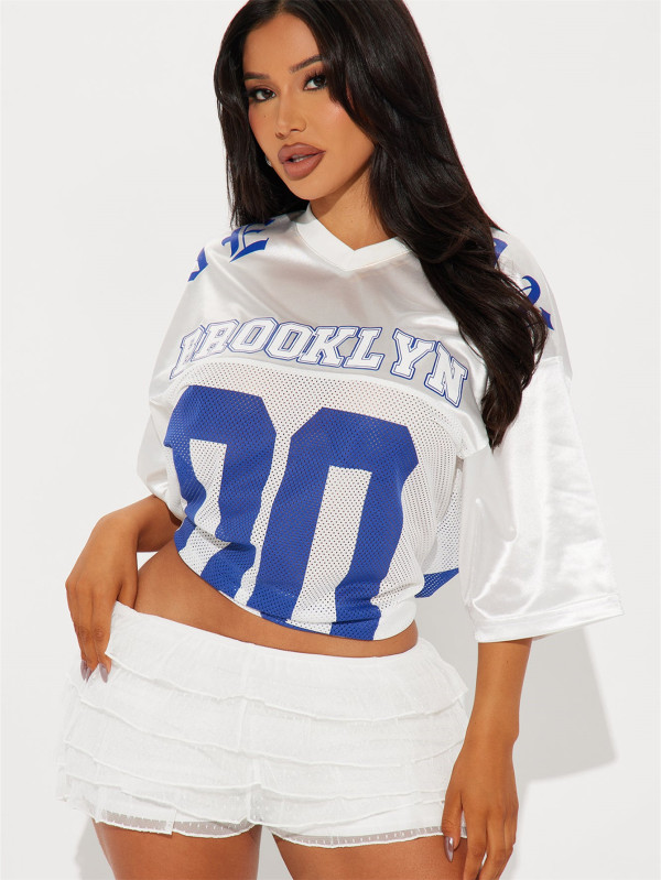 Sport Letter Print Loose T Tops YWXS-XS-XSL44806