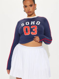 Sport Print Long Sleeve Tops YWXS-XS-XSL44721