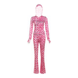 Leopard Hooded Long Sleeve Pants Suit YWXS-XS-XS5230