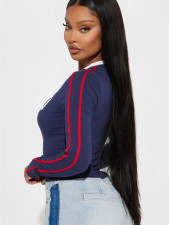 Sport Print Long Sleeve Tops YWXS-XS-XSL44721
